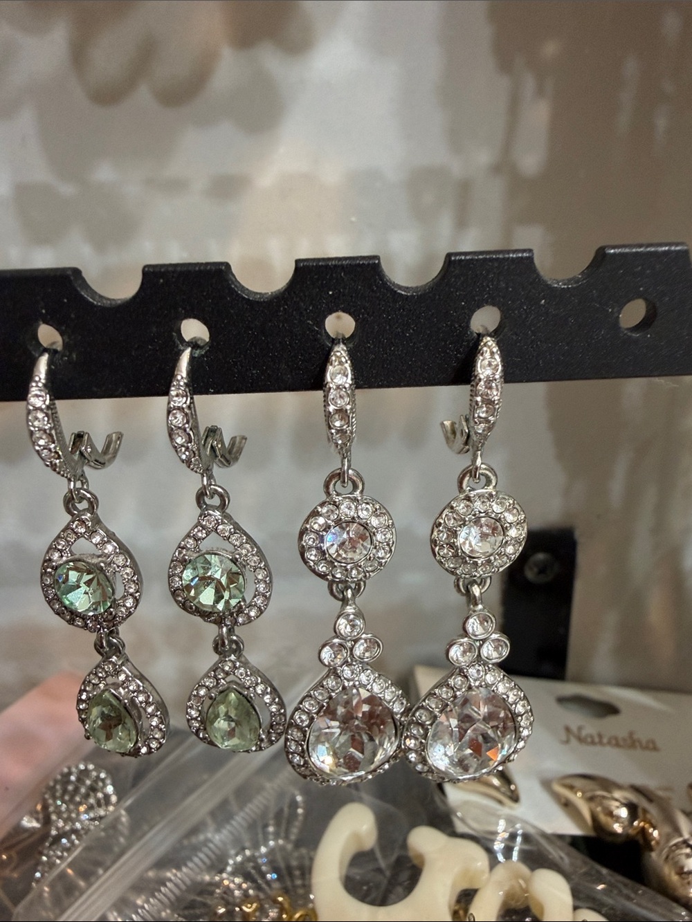 Givenchy Rose Gold and Silver Crystal Teardrop Earrings